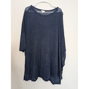 J. Jill pure Jill Linen Top Womens Plus‎ Sz 2X Floral Blue Beach Mesh Boho Beach